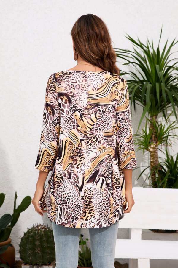 Tunic Tops for Women Plus Size 3/4 Sleeve Crew Neck Swing Flare Loose T-Shirt Blouses to Wear with Leggings - Image 5
