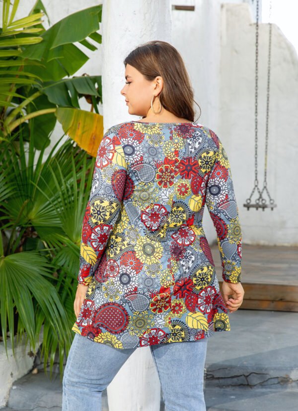 Womens Tunic Tops 3/4 Sleeve Plus Size Crew Neck Swing Flare Loose Fit T-Shirt Blouses to Wear with Leggings - Image 10