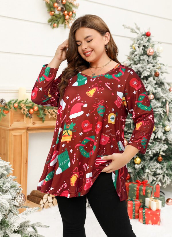 Tunic Tops for Women Plus Size 3/4 Sleeve Crew Neck Swing Flare Loose T-Shirt Blouses to Wear with Leggings - Image 4