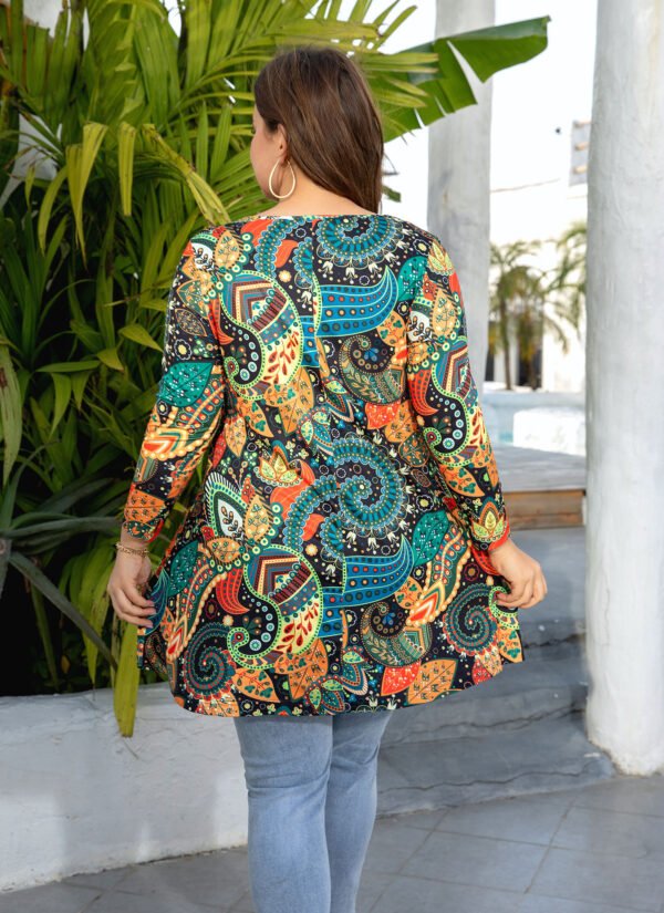 Womens Tunic Tops 3/4 Sleeve Plus Size Crew Neck Swing Flare Loose Fit T-Shirt Blouses to Wear with Leggings - Image 8