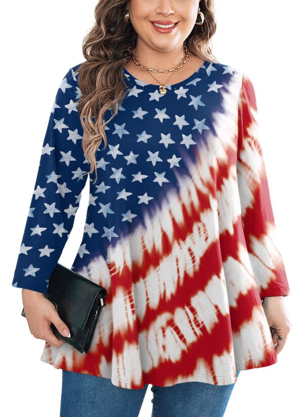 Tunic Tops for Women Plus Size 3/4 Sleeve Crew Neck Swing Flare Loose T-Shirt Blouses to Wear with Leggings - Image 7