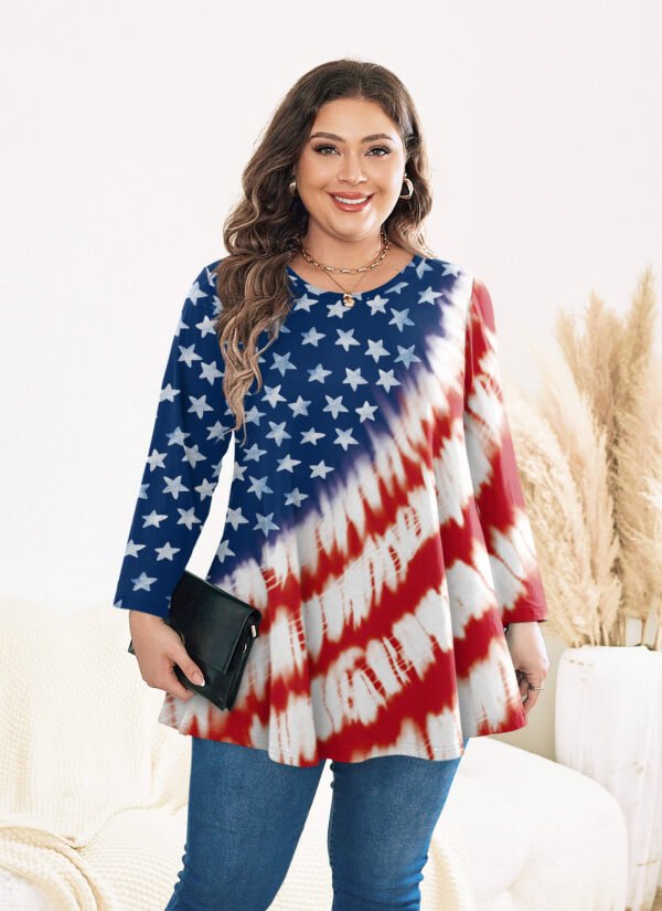 Tunic Tops for Women Plus Size 3/4 Sleeve Crew Neck Swing Flare Loose T-Shirt Blouses to Wear with Leggings