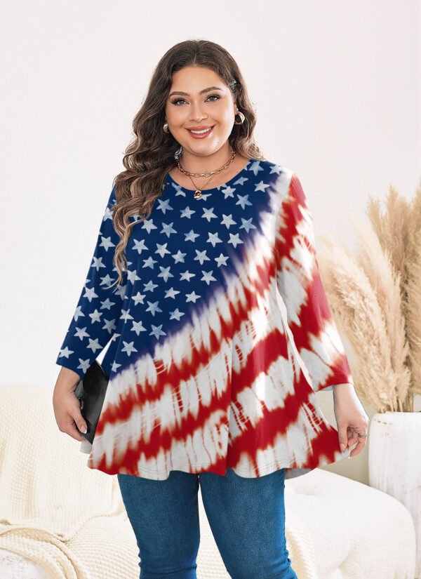Tunic Tops for Women Plus Size 3/4 Sleeve Crew Neck Swing Flare Loose T-Shirt Blouses to Wear with Leggings - Image 5