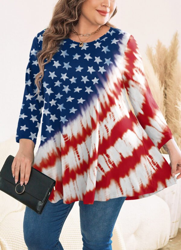 Tunic Tops for Women Plus Size 3/4 Sleeve Crew Neck Swing Flare Loose T-Shirt Blouses to Wear with Leggings - Image 4