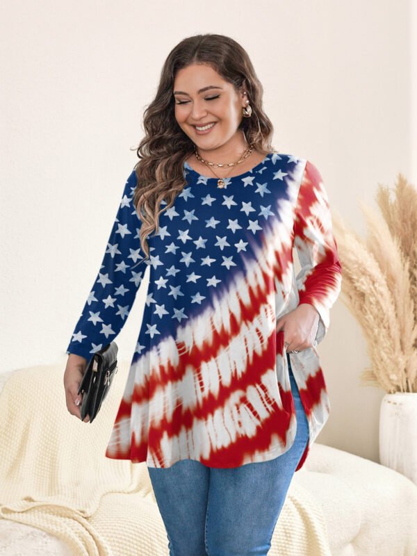 Tunic Tops for Women Plus Size 3/4 Sleeve Crew Neck Swing Flare Loose T-Shirt Blouses to Wear with Leggings - Image 2