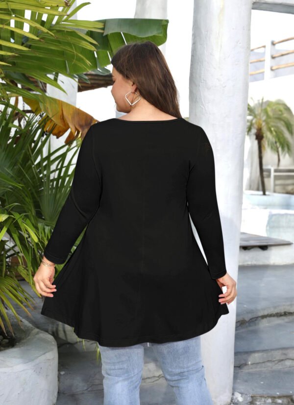 Womens Tunic Tops 3/4 Sleeve Plus Size Crew Neck Swing Flare Loose Fit T-Shirt Blouses to Wear with Leggings - Image 4