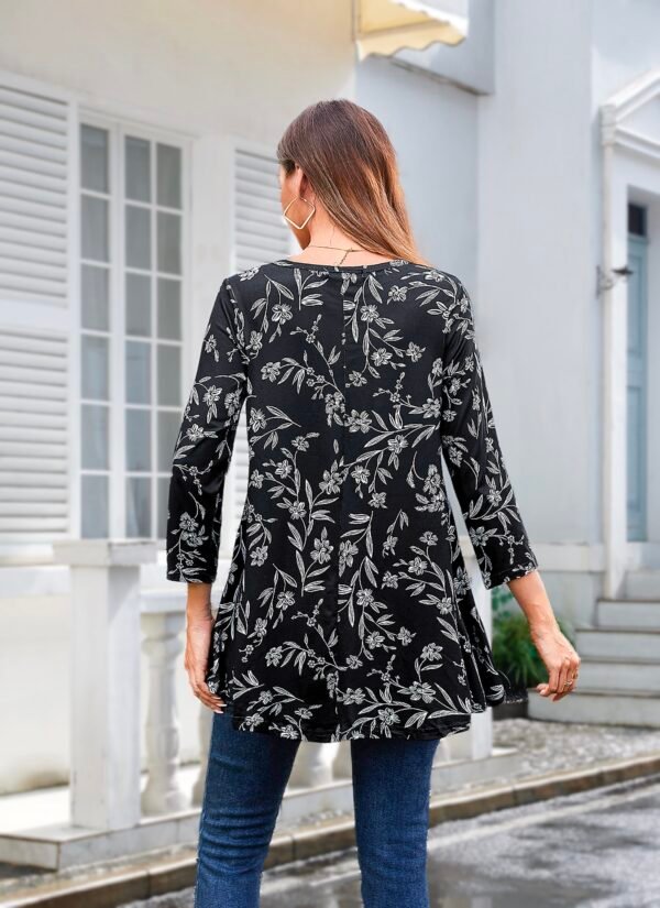 Tunic Tops for Women Plus Size 3/4 Sleeve Crew Neck Swing Flare Loose T-Shirt Blouses to Wear with Leggings - Image 7