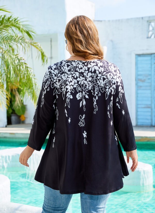 Womens Tunic 3/4 Sleeve Plus Size Tops Crew Neck Swing Flowy Loose Fit T-Shirt Blouses to Wear with Leggings - Image 6