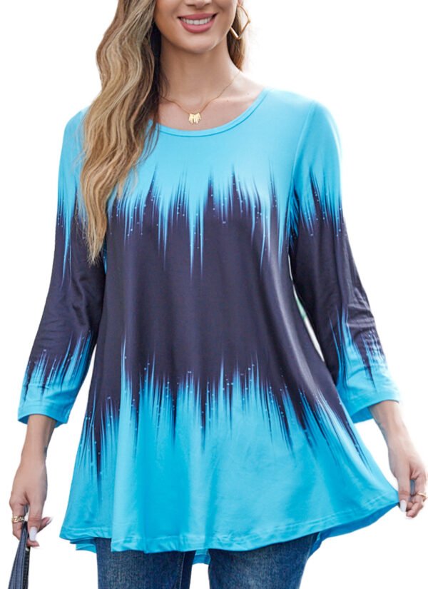 Tunic Tops for Women Plus Size 3/4 Sleeve Crew Neck Swing Flare Loose T-Shirt Blouses to Wear with Leggings - Image 7