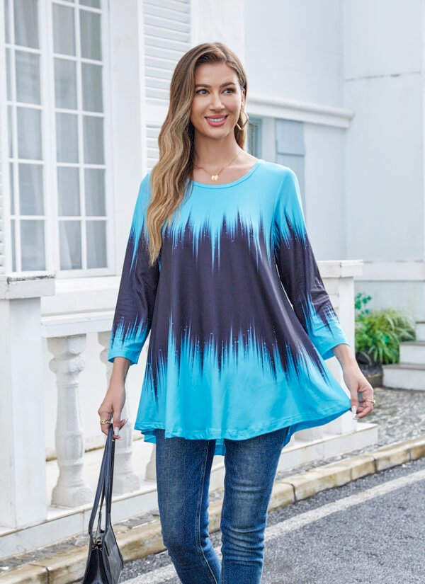 Tunic Tops for Women Plus Size 3/4 Sleeve Crew Neck Swing Flare Loose T-Shirt Blouses to Wear with Leggings - Image 4