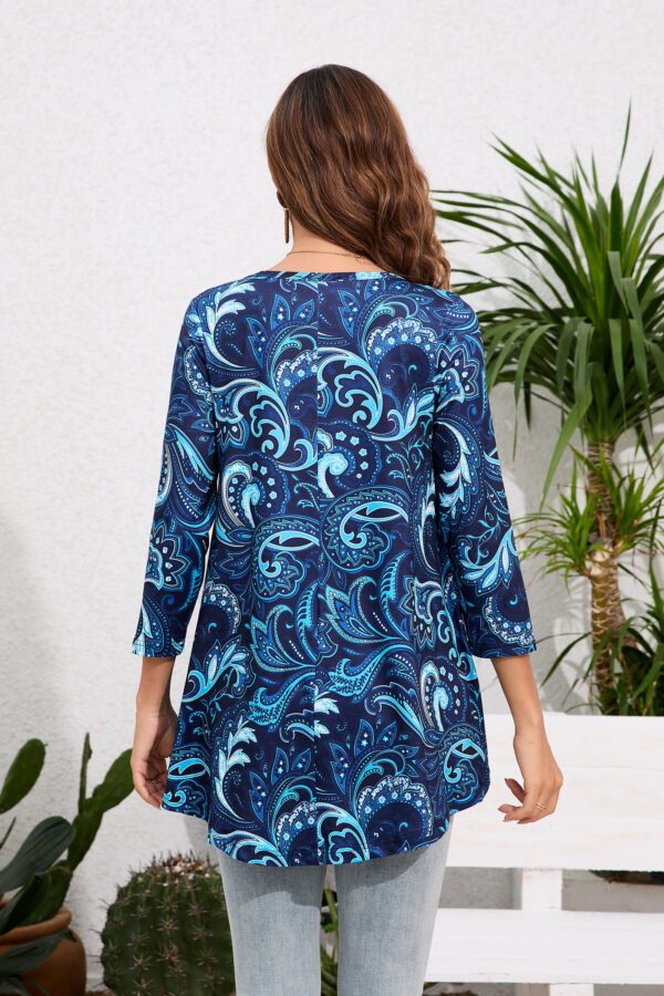 Tunic Tops for Women Plus Size 3/4 Sleeve Crew Neck Swing Flare Loose T-Shirt Blouses to Wear with Leggings - Image 5