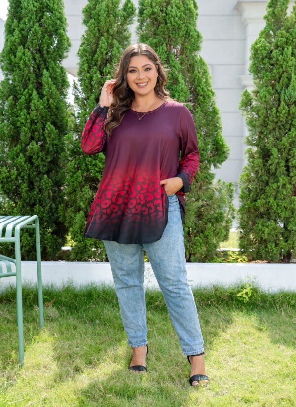 Tunic Tops for Women Plus Size 3/4 Sleeve Crew Neck Swing Flare Loose T-Shirt Blouses to Wear with Leggings - Image 8