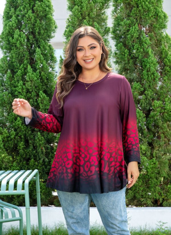 Tunic Tops for Women Plus Size 3/4 Sleeve Crew Neck Swing Flare Loose T-Shirt Blouses to Wear with Leggings - Image 7