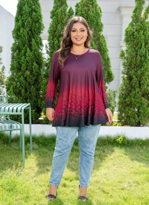 Tunic Tops for Women Plus Size 3/4 Sleeve Crew Neck Swing Flare Loose T-Shirt Blouses to Wear with Leggings - Image 6