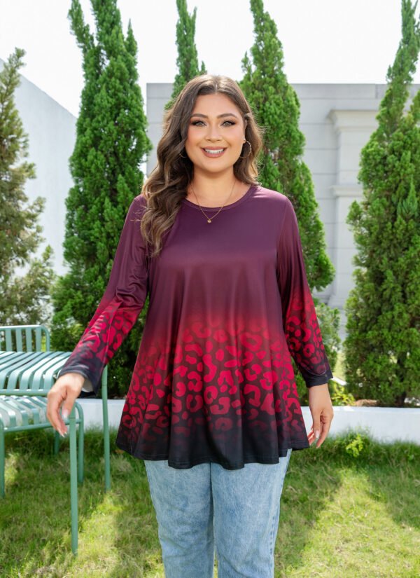 Tunic Tops for Women Plus Size 3/4 Sleeve Crew Neck Swing Flare Loose T-Shirt Blouses to Wear with Leggings - Image 5