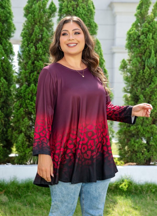 Tunic Tops for Women Plus Size 3/4 Sleeve Crew Neck Swing Flare Loose T-Shirt Blouses to Wear with Leggings - Image 4