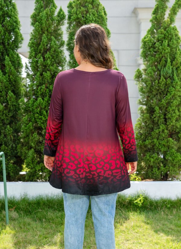 Tunic Tops for Women Plus Size 3/4 Sleeve Crew Neck Swing Flare Loose T-Shirt Blouses to Wear with Leggings - Image 3