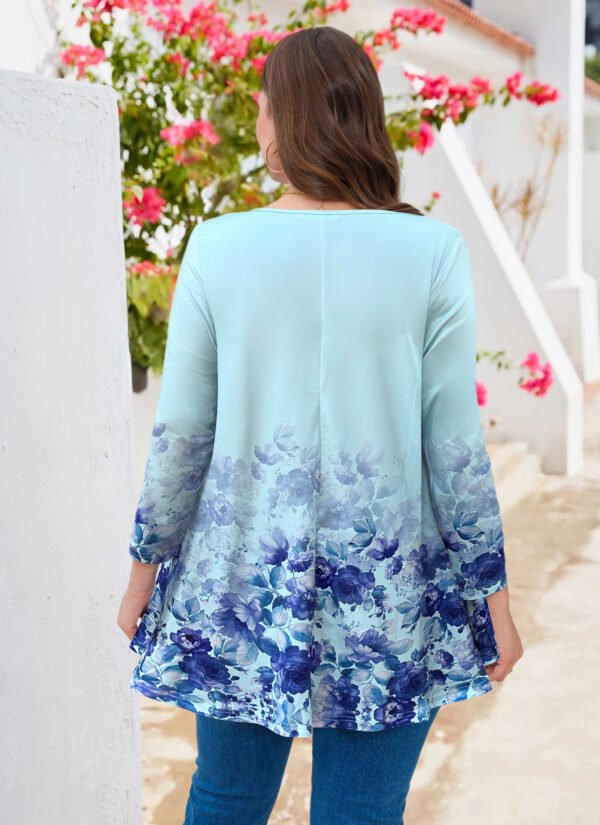 Tunic Tops for Women Plus Size 3/4 Sleeve Crew Neck Swing Flare Loose T-Shirt Blouses to Wear with Leggings - Image 8
