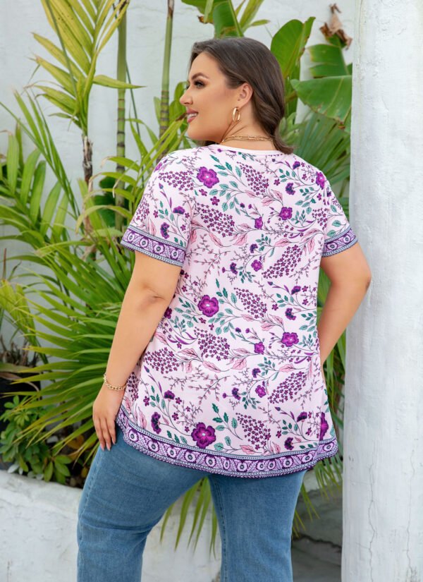 Tunic Tops for Women Plus Size Short Sleeve Crew Neck Swing Flare Loose T-Shirt Blouses to Wear with Leggings - Image 8