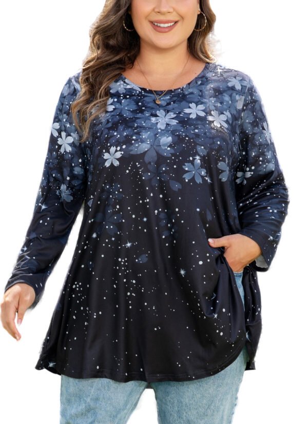 Womens Tunic 3/4 Sleeve Plus Size Tops Crew Neck Swing Flowy Loose Fit T-Shirt Blouses to Wear with Leggings - Image 9