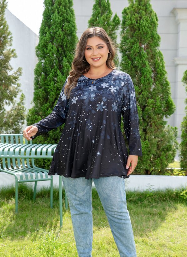 Womens Tunic 3/4 Sleeve Plus Size Tops Crew Neck Swing Flowy Loose Fit T-Shirt Blouses to Wear with Leggings - Image 8