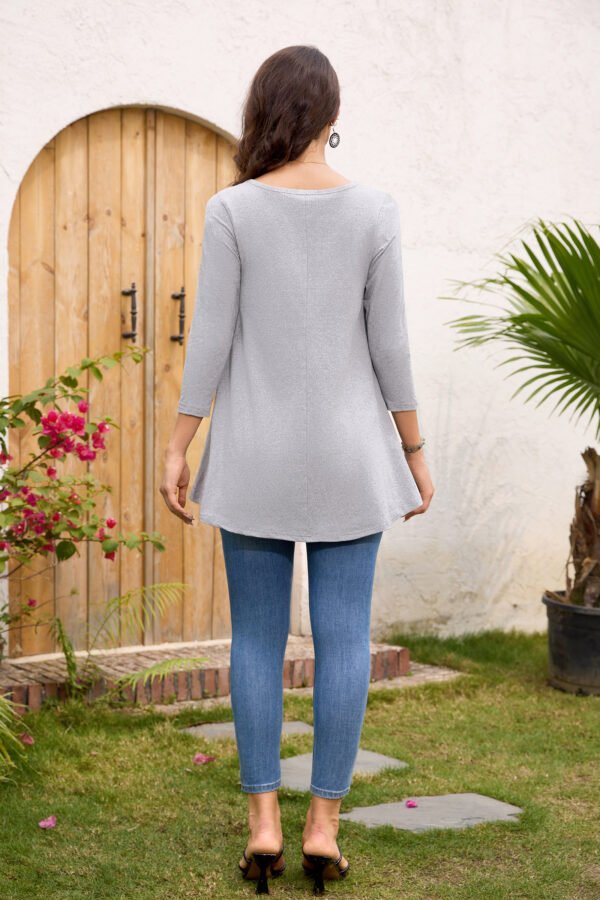 Tunic Tops for Women Plus Size 3/4 Sleeve Crew Neck Swing Flare Loose T-Shirt Blouses to Wear with Leggings - Image 3
