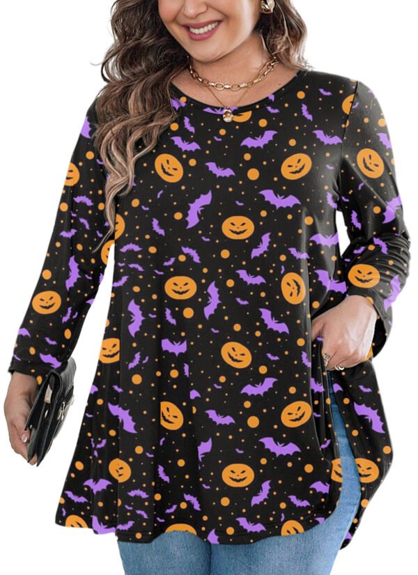 Womens Tunic Tops 3/4 Sleeve Plus Size Crew Neck Swing Flare Loose Fit T-Shirt Blouses to Wear with Leggings - Image 6