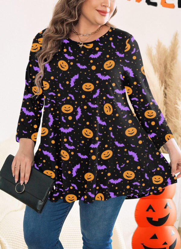 Womens Tunic Tops 3/4 Sleeve Plus Size Crew Neck Swing Flare Loose Fit T-Shirt Blouses to Wear with Leggings - Image 3