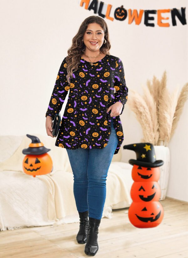 Womens Tunic Tops 3/4 Sleeve Plus Size Crew Neck Swing Flare Loose Fit T-Shirt Blouses to Wear with Leggings - Image 2