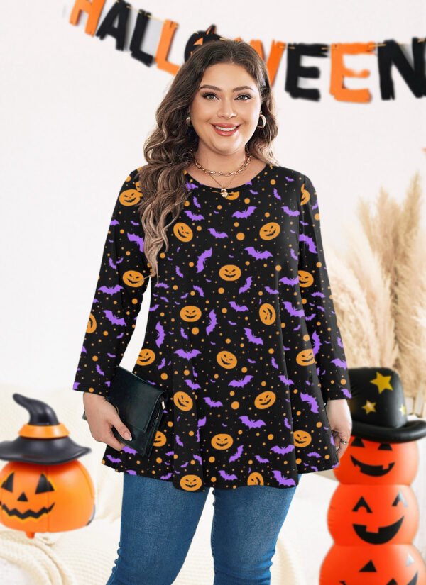 Womens Tunic Tops 3/4 Sleeve Plus Size Crew Neck Swing Flare Loose Fit T-Shirt Blouses to Wear with Leggings - Image 5