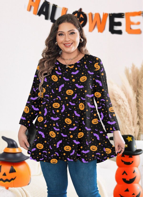 Womens Tunic Tops 3/4 Sleeve Plus Size Crew Neck Swing Flare Loose Fit T-Shirt Blouses to Wear with Leggings