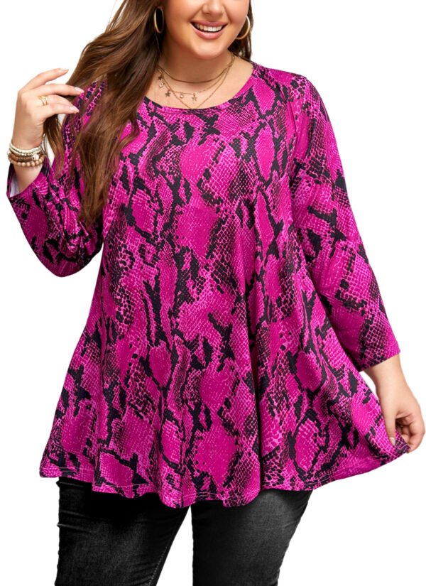 Womens Tunic 3/4 Sleeve Plus Size Tops Crew Neck Swing Flowy Loose Fit T-Shirt Blouses to Wear with Leggings - Image 8