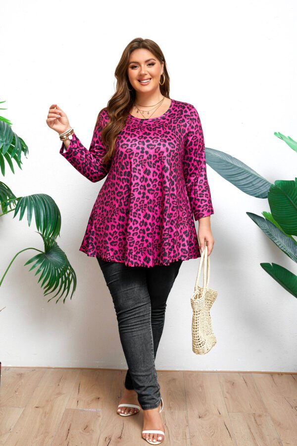 Womens Tunic Tops 3/4 Sleeve Plus Size Crew Neck Swing Flare Loose Fit T-Shirt Blouses to Wear with Leggings - Image 5