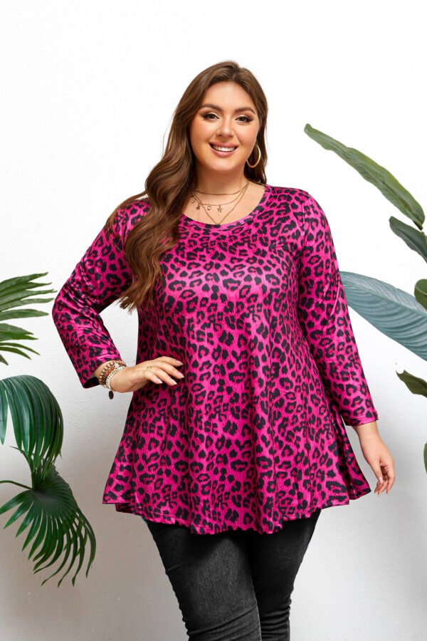 Womens Tunic Tops 3/4 Sleeve Plus Size Crew Neck Swing Flare Loose Fit T-Shirt Blouses to Wear with Leggings - Image 4