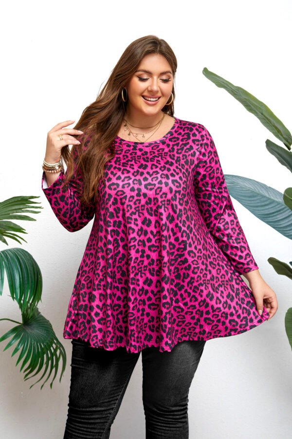 Womens Tunic Tops 3/4 Sleeve Plus Size Crew Neck Swing Flare Loose Fit T-Shirt Blouses to Wear with Leggings - Image 2