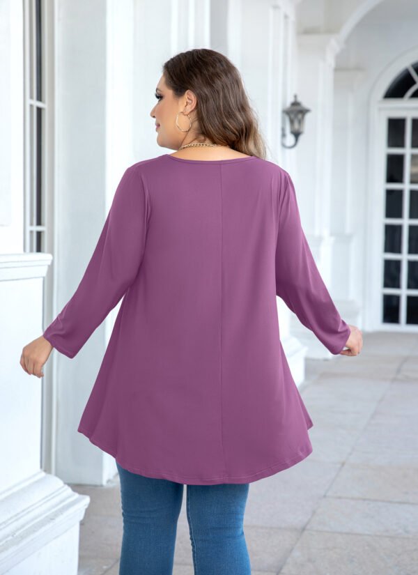 Tunic Tops for Women Plus Size 3/4 Sleeve Crew Neck Swing Flare Loose T-Shirt Blouses to Wear with Leggings - Image 5