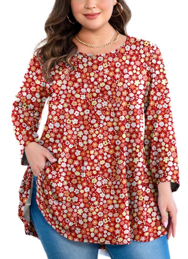 Tunic Tops for Women Plus Size 3/4 Sleeve Crew Neck Swing Flare Loose T-Shirt Blouses to Wear with Leggings - Image 7