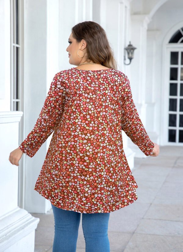 Tunic Tops for Women Plus Size 3/4 Sleeve Crew Neck Swing Flare Loose T-Shirt Blouses to Wear with Leggings - Image 6