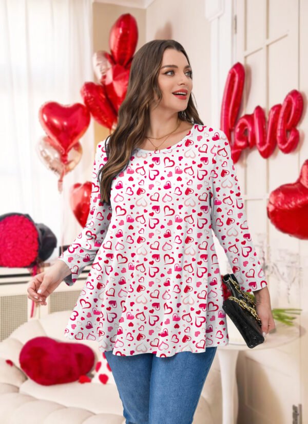 Womens Tunic 3/4 Sleeve Plus Size Tops Crew Neck Swing Flowy Loose Fit T-Shirt Blouses to Wear with Leggings - Image 5