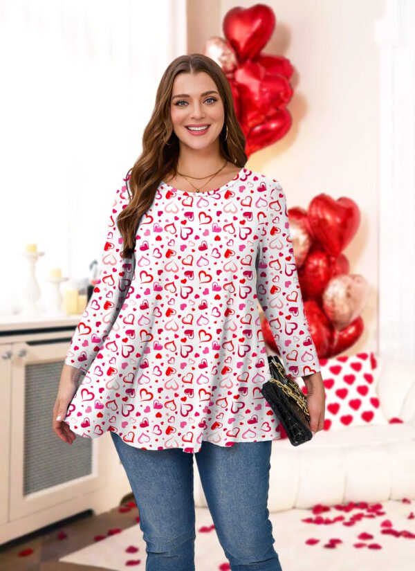 Womens Tunic 3/4 Sleeve Plus Size Tops Crew Neck Swing Flowy Loose Fit T-Shirt Blouses to Wear with Leggings