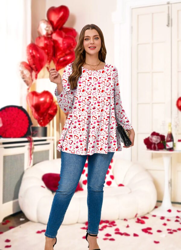 Womens Tunic 3/4 Sleeve Plus Size Tops Crew Neck Swing Flowy Loose Fit T-Shirt Blouses to Wear with Leggings - Image 2