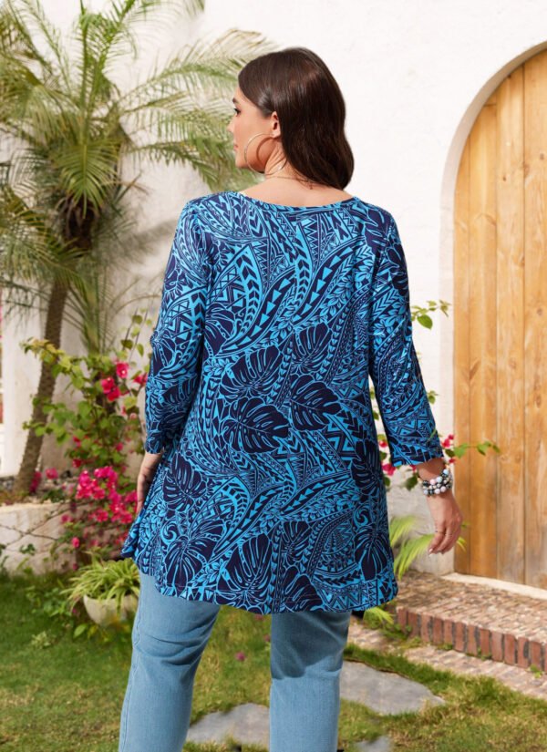 Womens Tunic Tops 3/4 Sleeve Plus Size Crew Neck Swing Flare Loose Fit T-Shirt Blouses to Wear with Leggings - Image 5