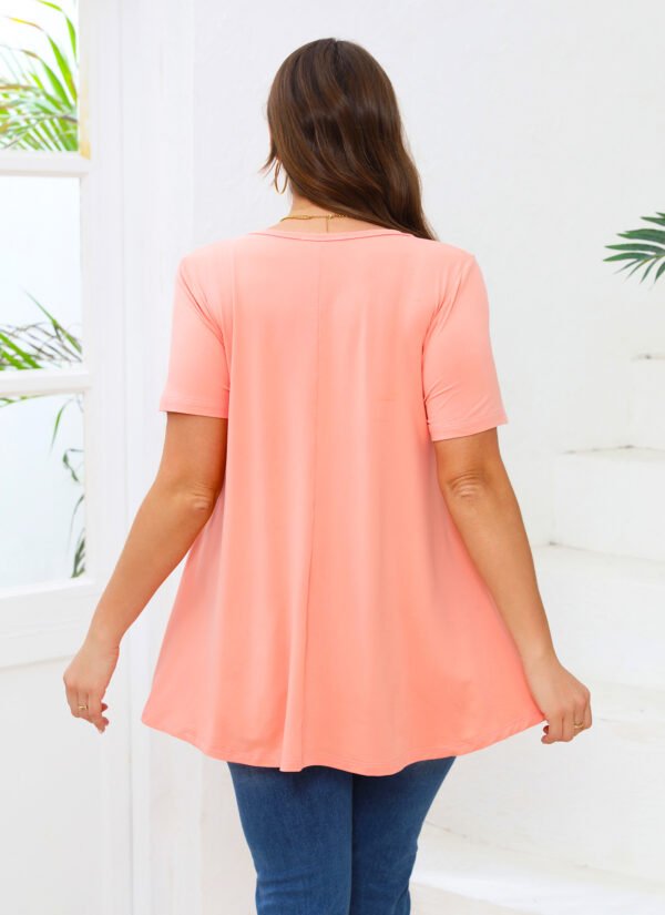 Tunic Tops for Women Plus Size Short Sleeve Crew Neck Swing Flare Loose T-Shirt Blouses to Wear with Leggings - Image 4