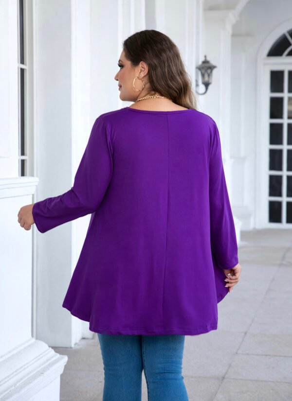 Womens Tunic Tops 3/4 Sleeve Plus Size Crew Neck Swing Flare Loose Fit T-Shirt Blouses to Wear with Leggings - Image 12