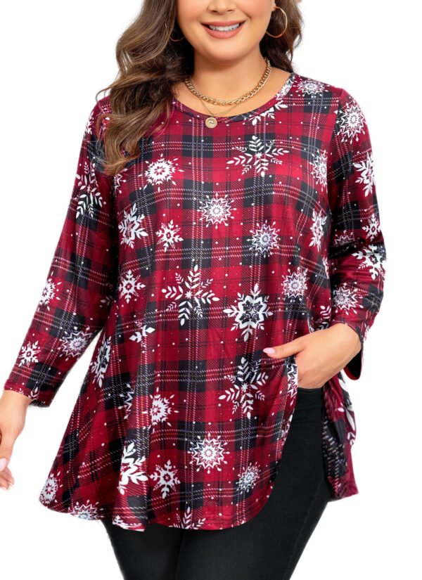 Tunic Tops for Women Plus Size 3/4 Sleeve Crew Neck Swing Flare Loose T-Shirt Blouses to Wear with Leggings - Image 7