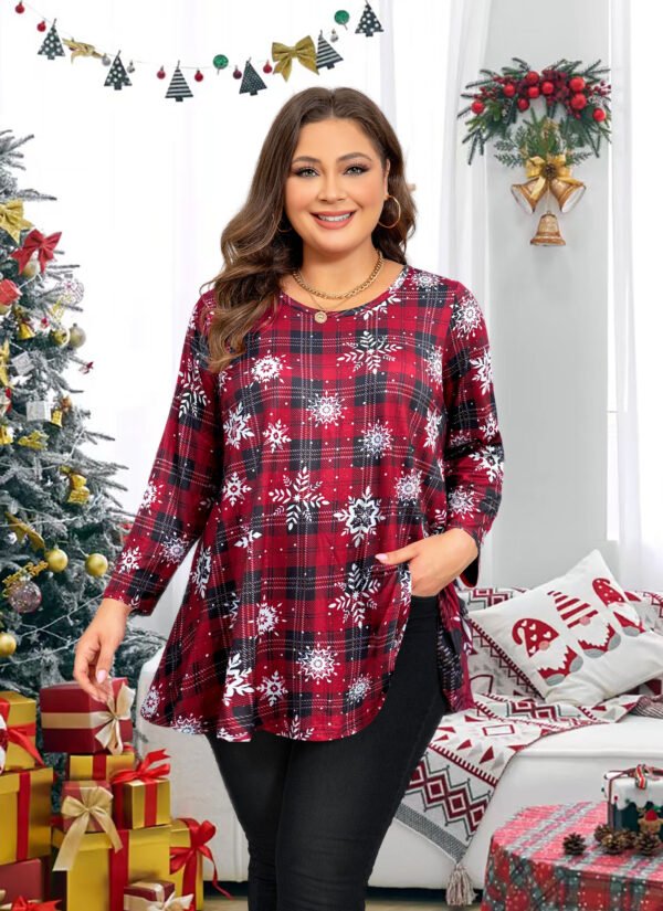 Tunic Tops for Women Plus Size 3/4 Sleeve Crew Neck Swing Flare Loose T-Shirt Blouses to Wear with Leggings