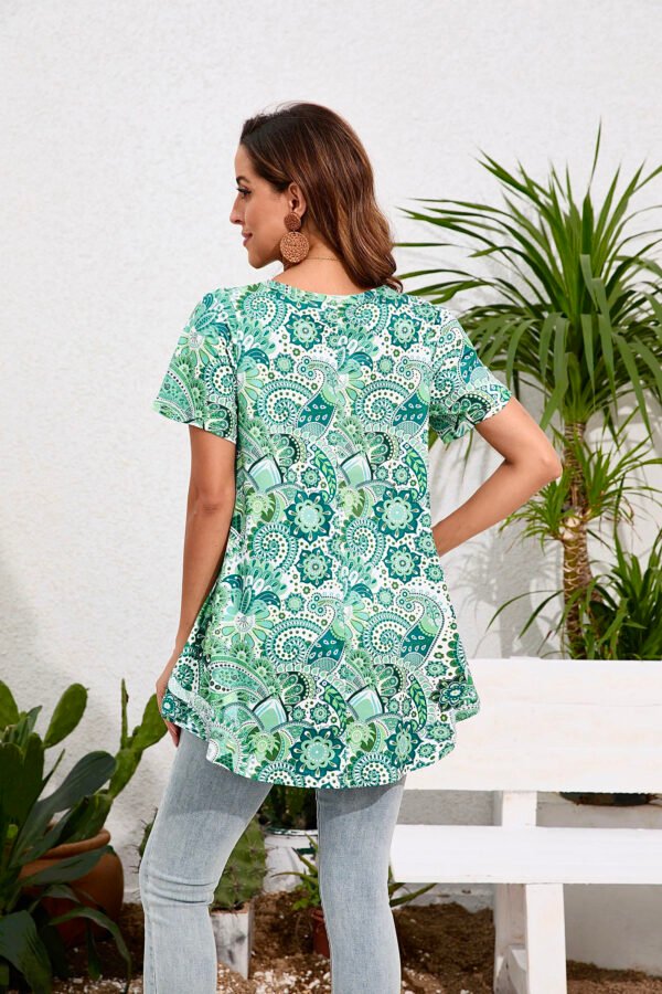Tunic Tops for Women Plus Size Short Sleeve Crew Neck Swing Flare Loose T-Shirt Blouses to Wear with Leggings - Image 7