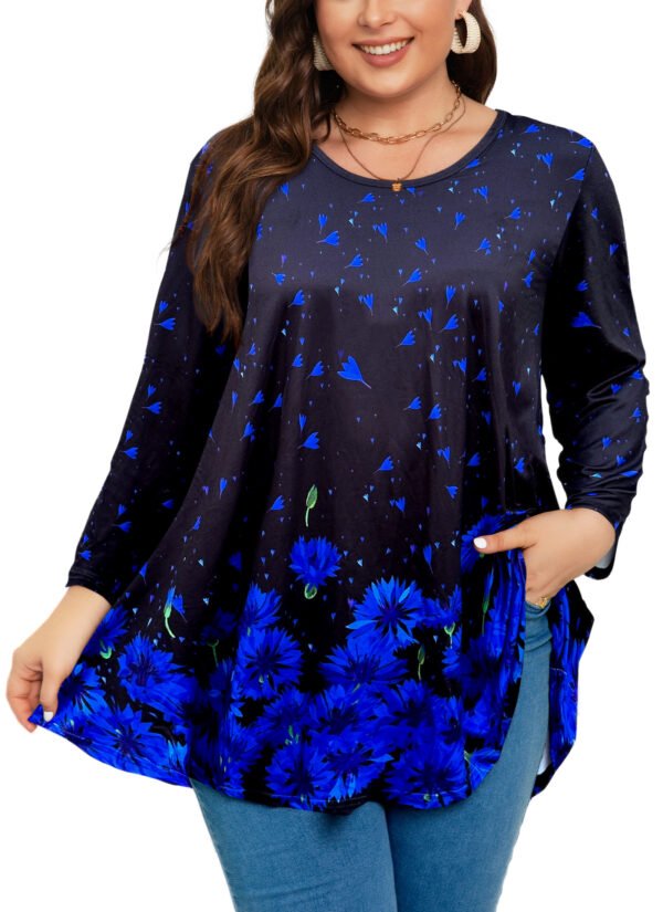 Womens Tunic 3/4 Sleeve Plus Size Tops Crew Neck Swing Flowy Loose Fit T-Shirt Blouses to Wear with Leggings - Image 8