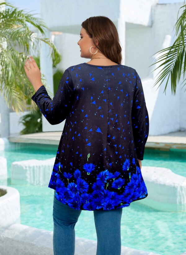 Womens Tunic 3/4 Sleeve Plus Size Tops Crew Neck Swing Flowy Loose Fit T-Shirt Blouses to Wear with Leggings - Image 6