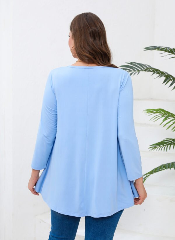 Womens Tunic 3/4 Sleeve Plus Size Tops Crew Neck Swing Flowy Loose Fit T-Shirt Blouses to Wear with Leggings - Image 4
